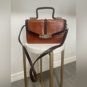 Vintage Leather Box Bag/Purse/Satchel with Silver Tone Accents by Azmat Fahan